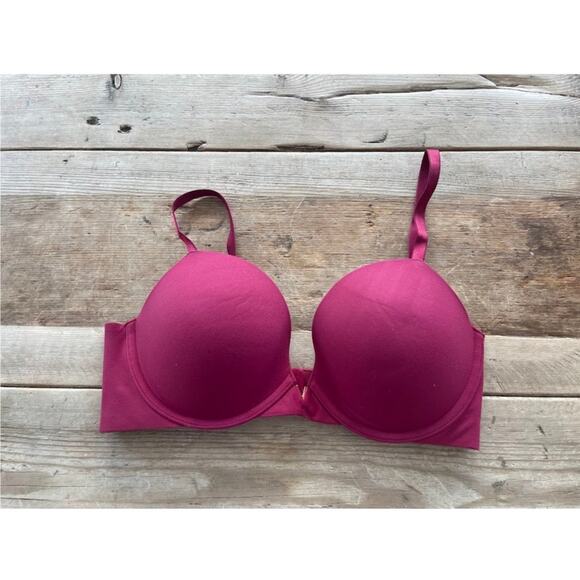 Victoria's Secret Campari Red 34D Love Cloud Push Up Plunge Bra VS - Picture 1 of 2